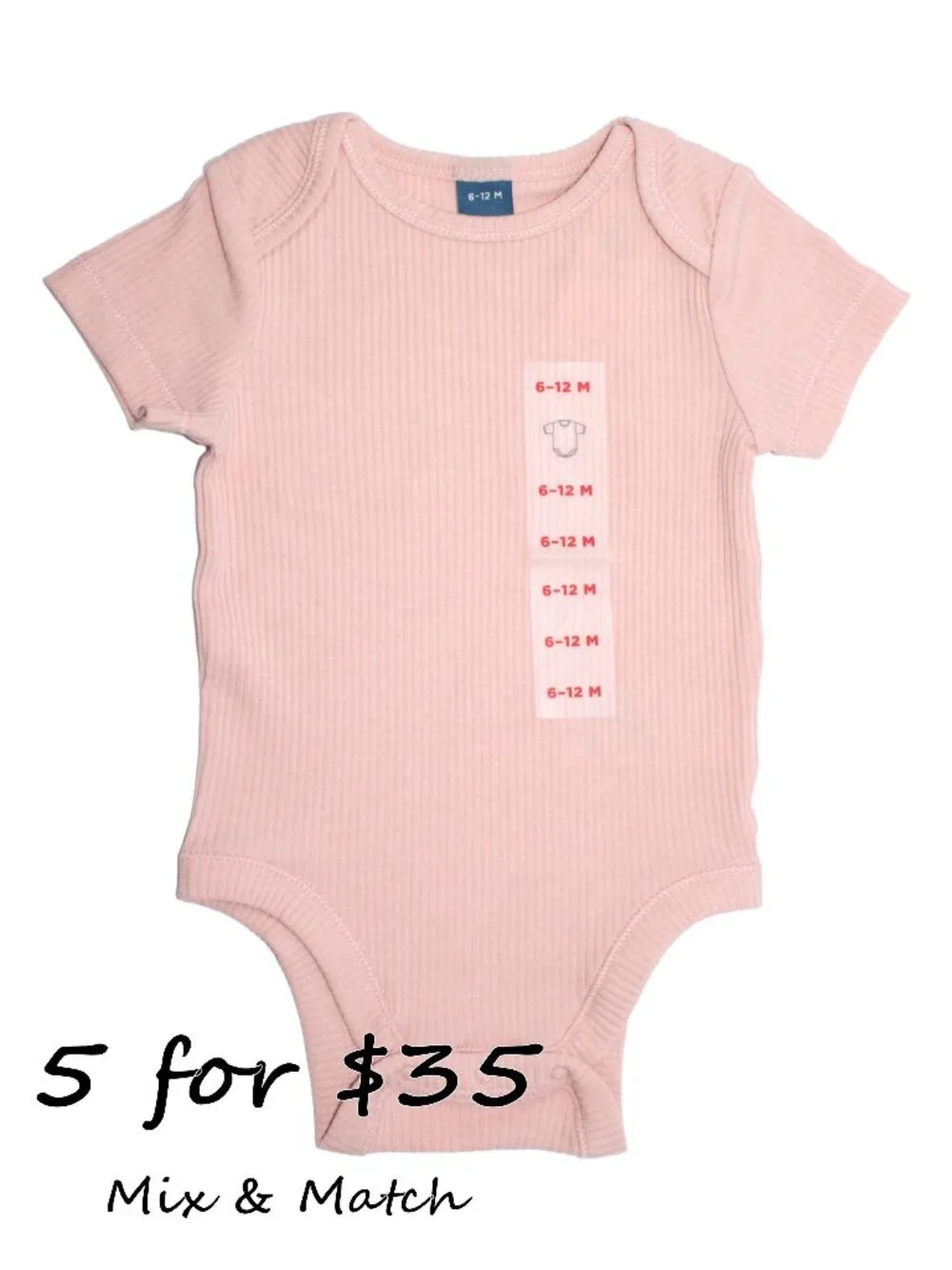 Old Navy Baby Girls' Rib-Knit Cotton-Blend Short-Sleeve Bodysuit 6-12M 564835